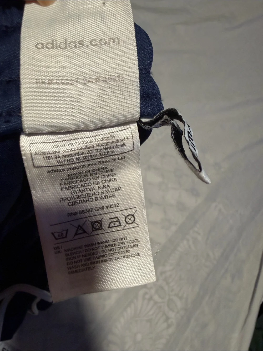 adidas Navy Athletic Shorts with White Three-Stripes size L